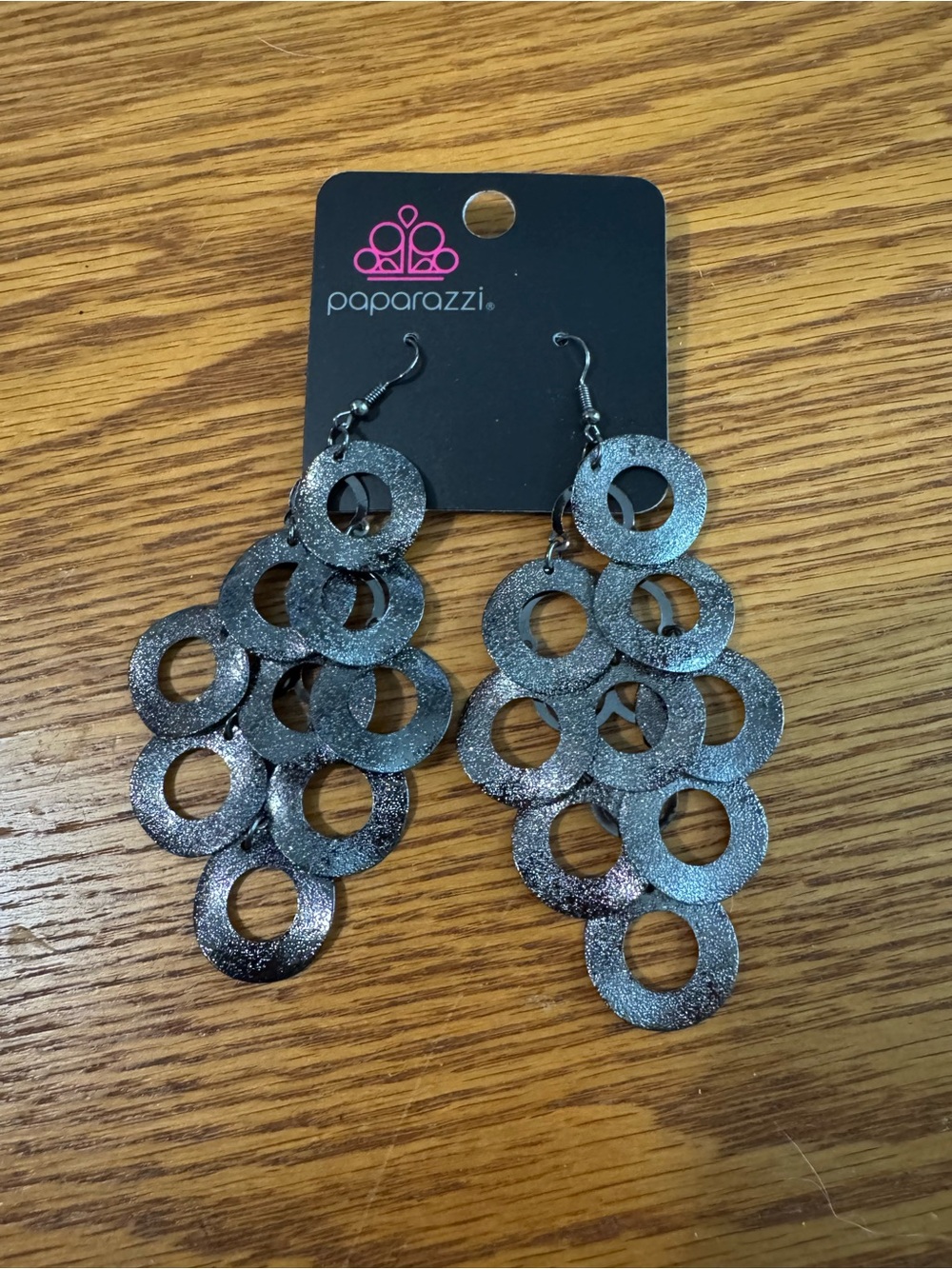 Paparazzi Metallic Silver Layered Open-Circle Dangle Earrings